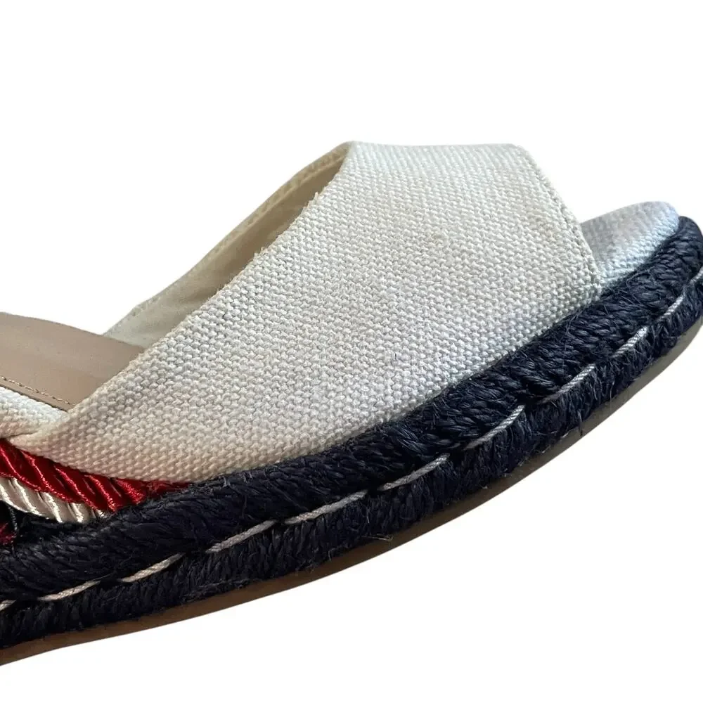 Draper James Navy, Red & White Striped Espadrille Wedge Sandals